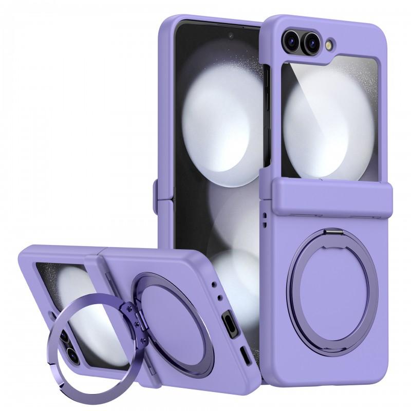 Full Coverage Magnetic Snap Case With 360 Rotating Stand Galaxy Z Flip 6 5 4 3 TPUPC Hybrid Shockproof Anti-Scratch