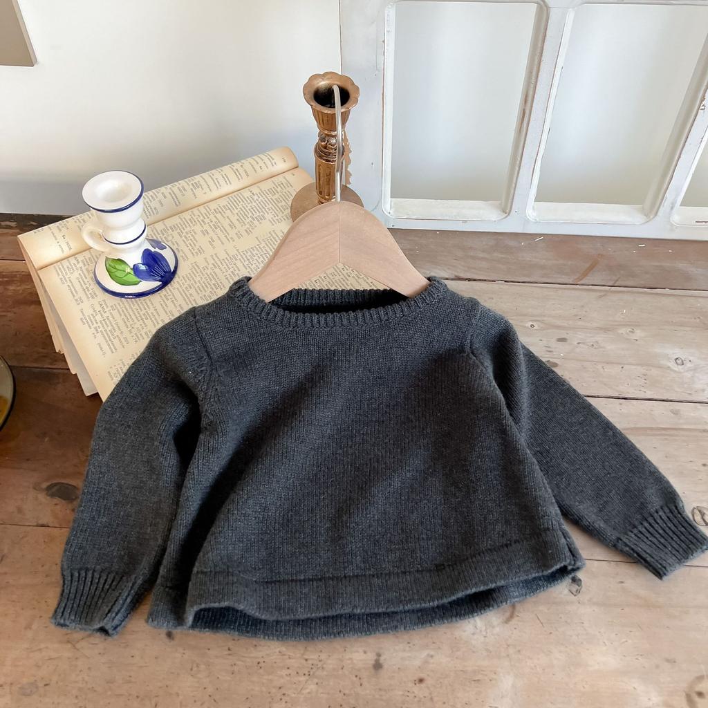 Babytoppar 2022 höst baby stickade tröjor pullover bas toppar barn topp beige tröja