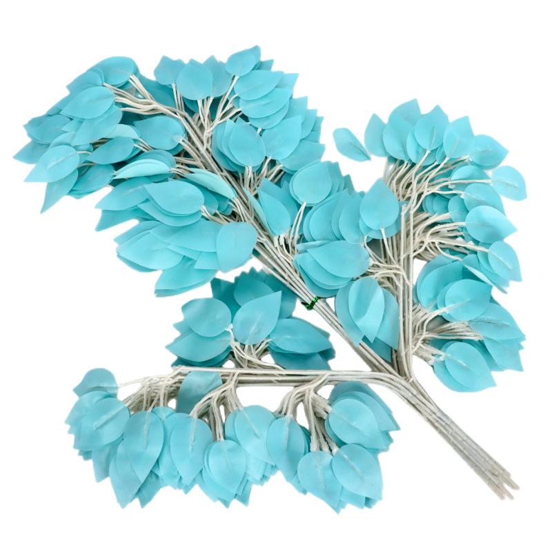 Simulated Banyan Tree Leaves Branches Fake Trees Garden Decoration Leaves 12 Pieces Glued Color Printed Large Simulated Plants