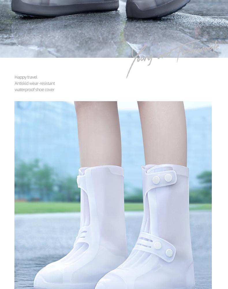 Waterproof Non-Slip Rain Boots: Thickened Silicone Shoe Covers for Men, Women, and Kids - Wear-Resistant, High-Top Design for Rainy Days.