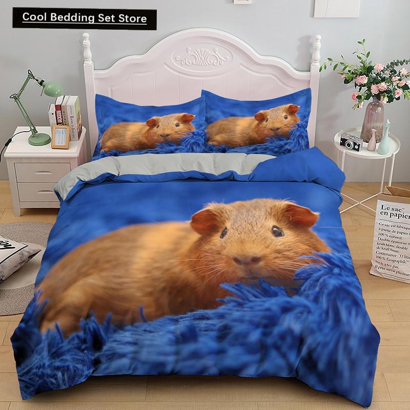 

3D Морська Свинка Підодіяльник King Queen Прекрасний Хом як Набір постільної білизни для дітей Хлопчик Дівчинка Тварина Домашня тварина Миша 2/3 шт Поліестерова ковдра EU single(135x200cm)