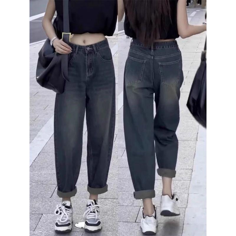 

Женские ретро джинсы слим грушевидной формы: Маленький размер, с плюшем, свободного кроя, осенне-зимние шаровары M