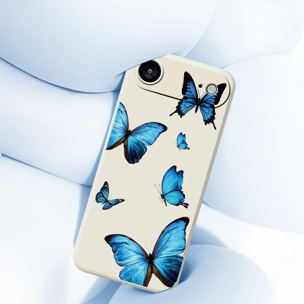 For iPhone 17 Air Case Blue Butterflies Pattern Printing Straight Edge TPU Phone Back Cover