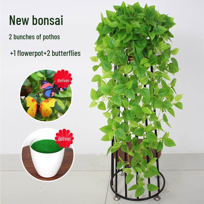 Artificial Pothos & Spider Plant Rattan Vine Wall Hanging for Indoor/Outdoor Decor