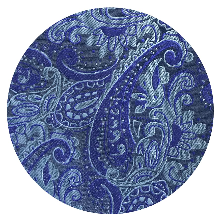 [Towergem] XL Men's Polyester Blue Paisley Tie 160cm Extra Long Tie