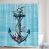 Dusk Sea Wave Beach Shower Curtains Creative Splicing Starfish Sailboat Blue Wooden Board Landscape Home Decor Bathroom Curtain