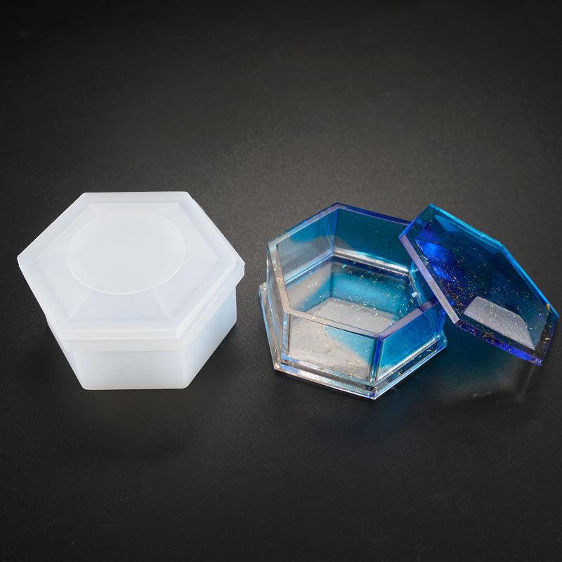 Hexagonal Crystal Epoxy Jewelry Storage DIY Mold – Silicone Gift Box Mold