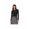 Li-Ning Running Series Solid Color Round Neck Slim-Fit Long Sleeve T-Shirt Women Tops Black ATLT082-1