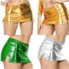 Mini saia metálica brilhante feminina bodycon saia lápis fina saia dividida clubwear