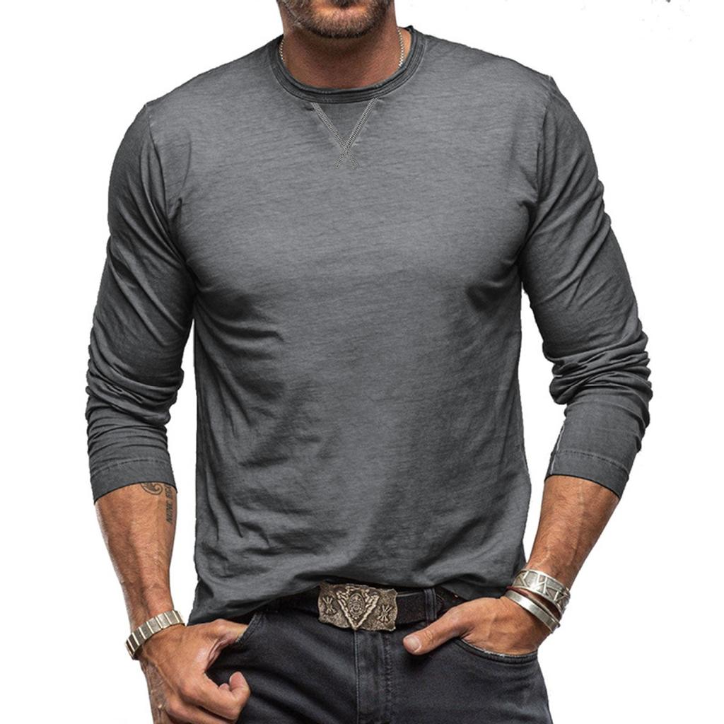 Men's Round Neck T-shirt, Cotton Base Shirt, Long Sleeved Top