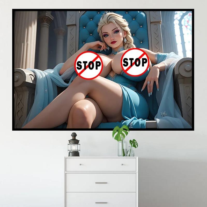 Pictură Decorativă Sexy cu Frumoasă Desen Animat Nudă Poster Canvas Artă de Perete de Înaltă Definiție Decor Acasă Living Mural Autocolant de Perete