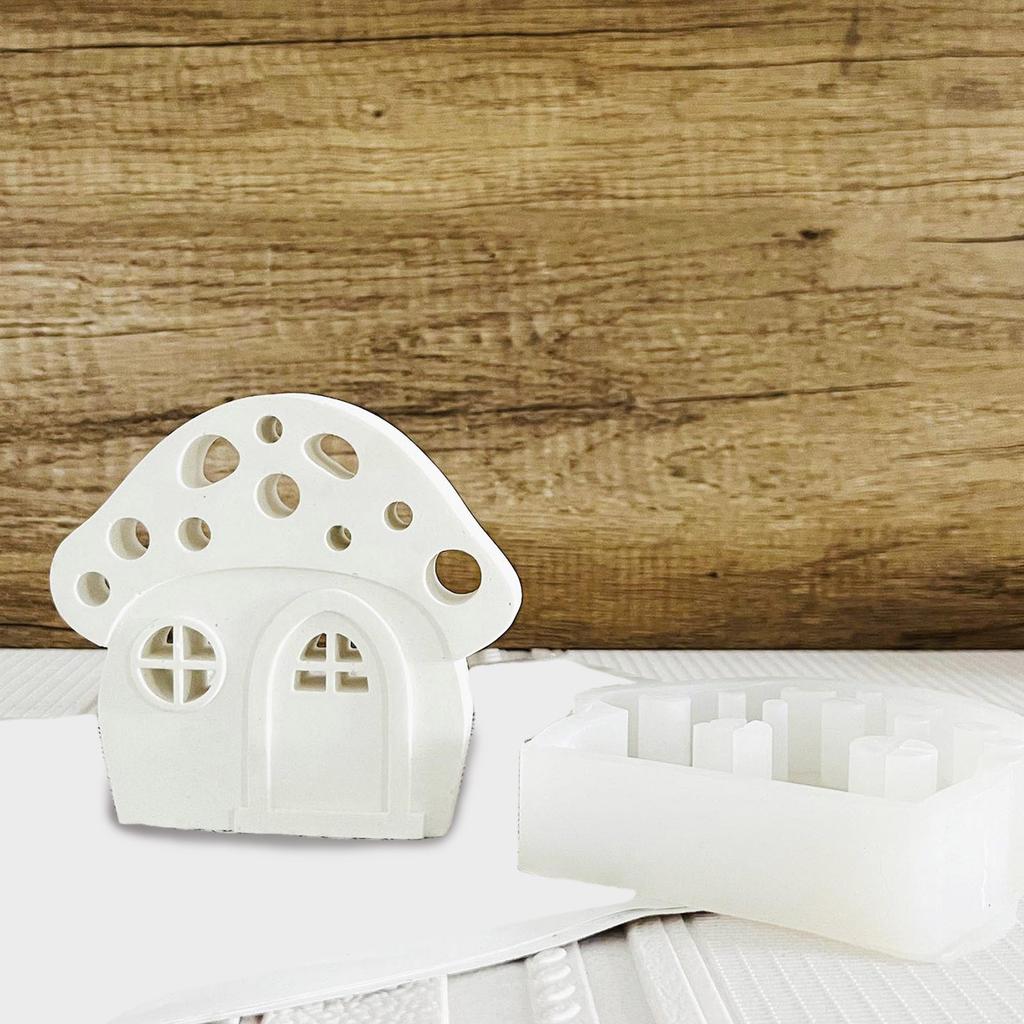 Mushroom House Insert Silicone Mold for Tealight Holder Home Decorations Candle Holder Handmade Casting Molds Decors