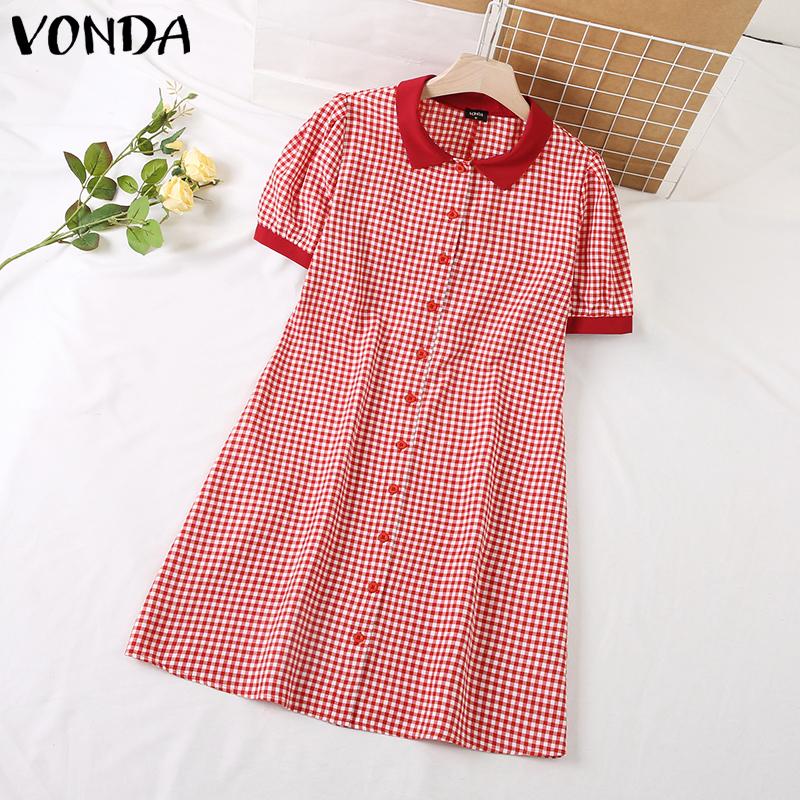 

Летнее женское праздничное короткое платье в клетку VONDA S