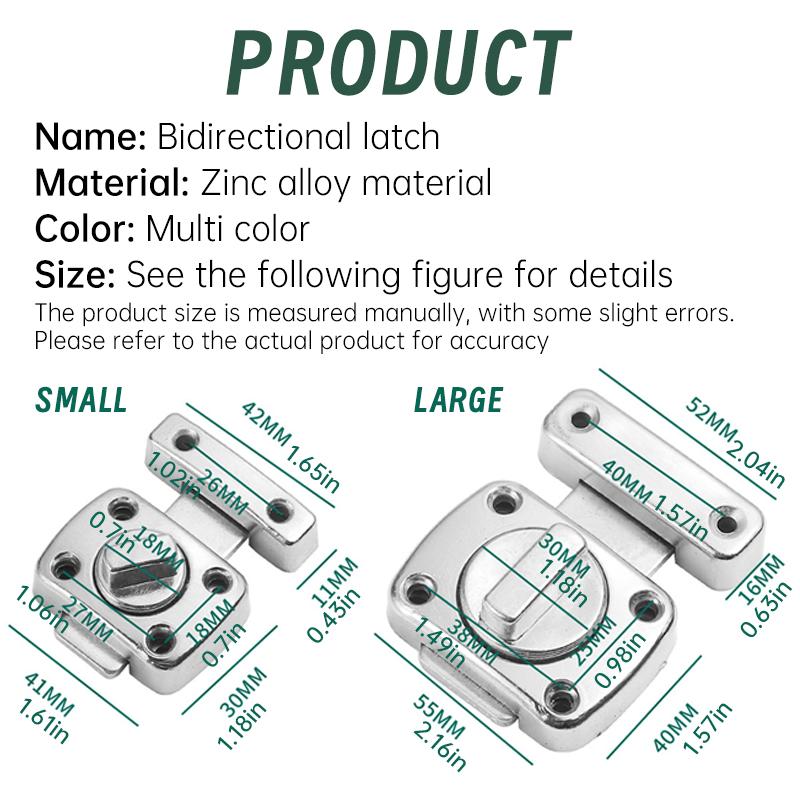 1Pc Home Security Latch Rotate Bolt Latch Gate Latches Door Slide Lock Twist Rotating Barrel Lock Fit For Bathroom Toilet Door Lock