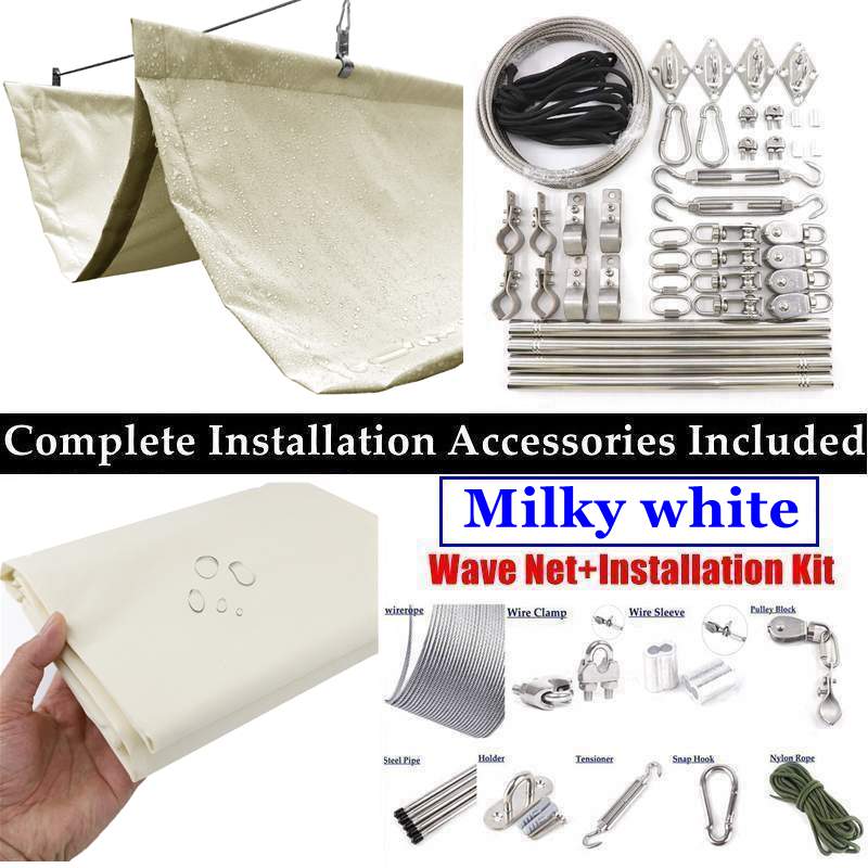 Width 0.8m~2m Rainproof Wave Telescopic Shade Sail Outdoor Polyester Anti-UV Pergola Awning Gazbo Patio Retractable Sunshade Net