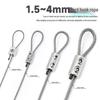 304 Stainless Steel Wire Rope Lock Buckle, 1-4mm Adjustable Hanging Picture and Lighting Wire Hook Adjuster