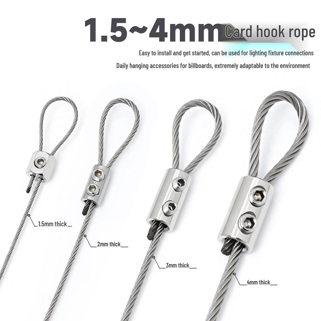 304 Stainless Steel Wire Rope Lock Buckle, 1-4mm Adjustable Hanging Picture and Lighting Wire Hook Adjuster