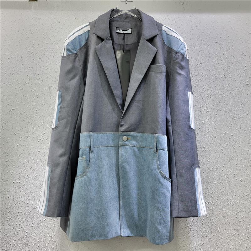 European Denim Patchwork Suit Stylish Jacket, Women's Spring New Personalized Trendy Brand Patchwork Stripe Suit