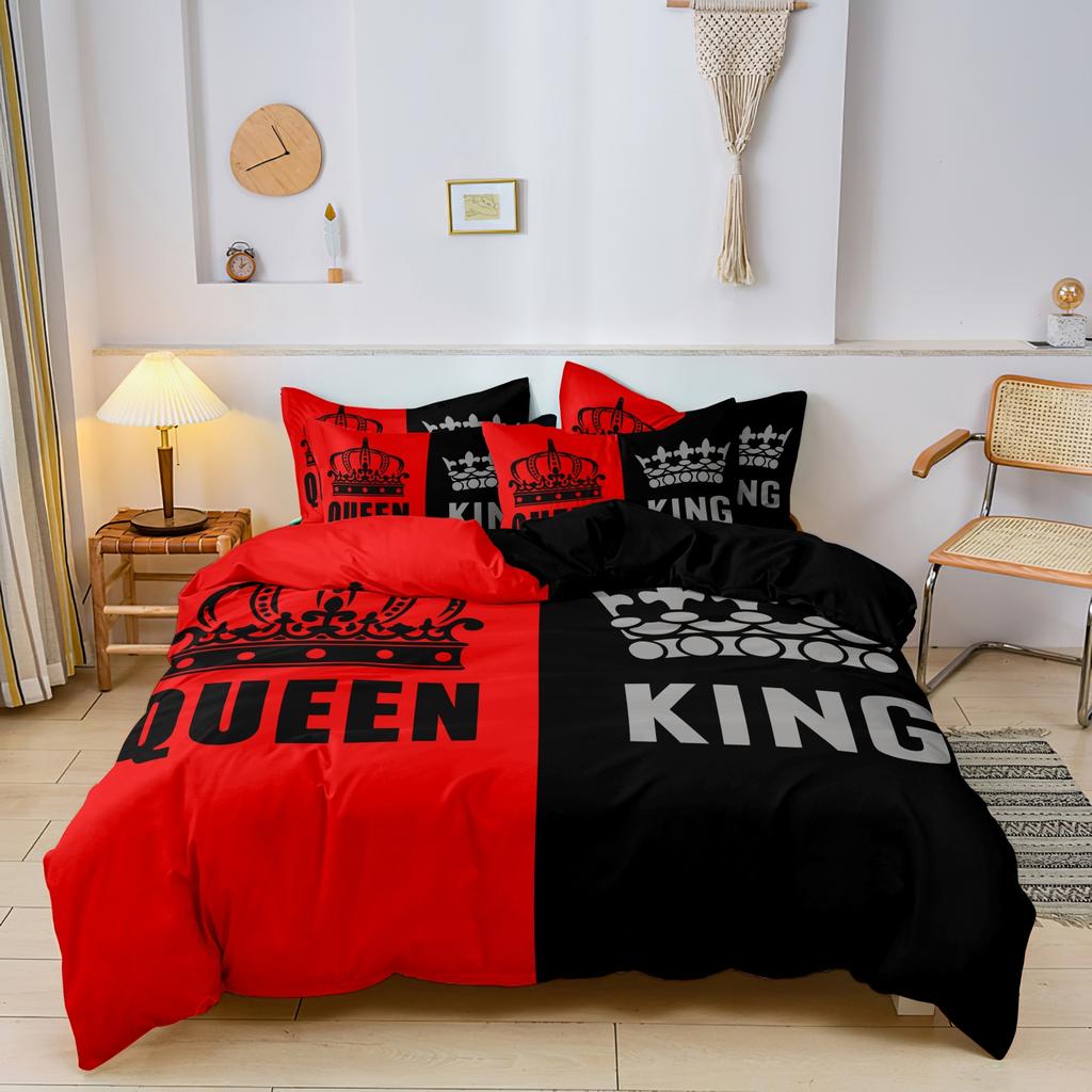 3pcs Set Queen king Heart Digital Print Duvet Cover Can Be Used As Holiday Gifts (1 * Duvet Cover+2 * PillowcaseNo Quilt)
