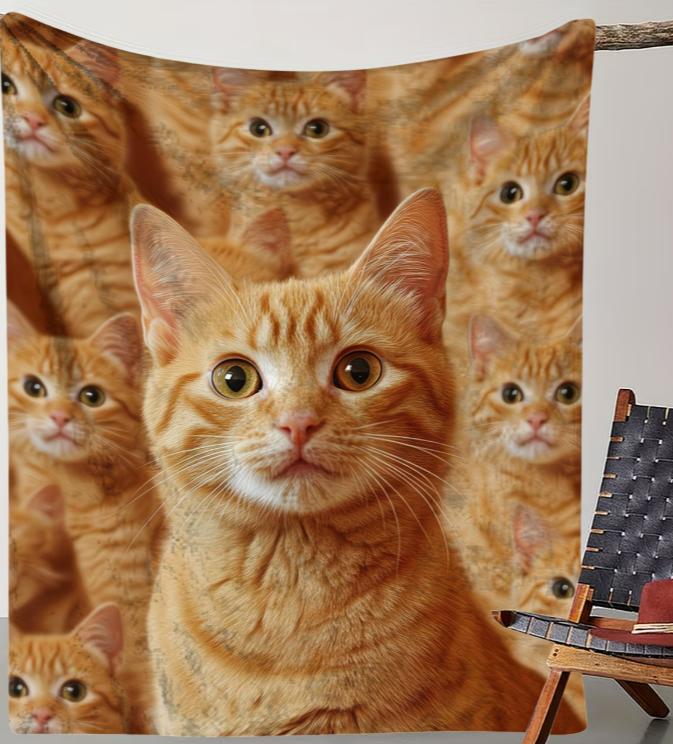 Mystic Tuxedo Cat Pattern Printing Flannel Blanket Nap Blanket Personality Soft Study Halloween Gift Comfort Your Home Cozy