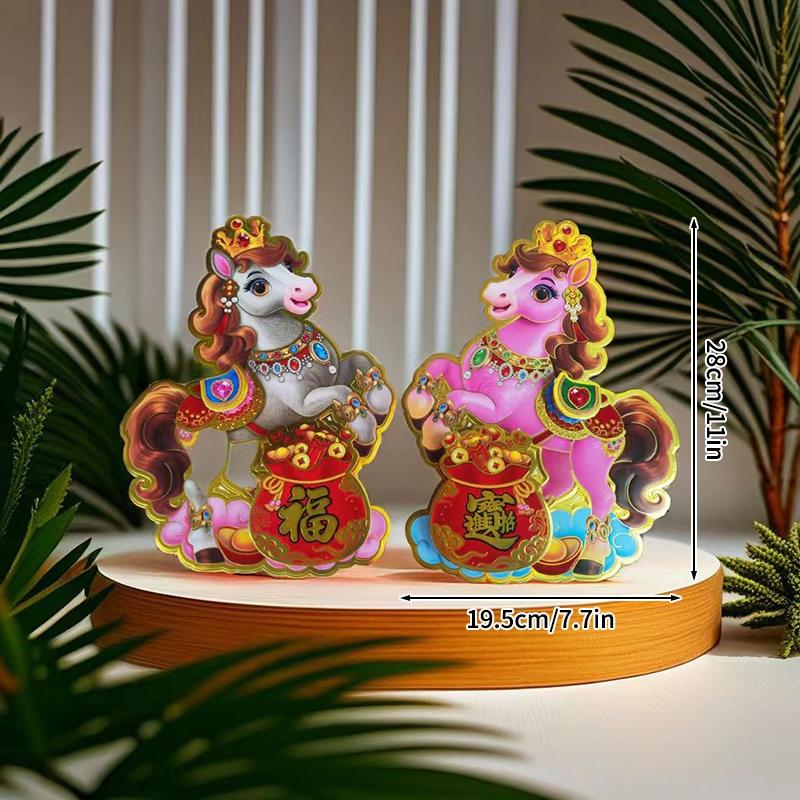 2026Chinese New Year Home Decor 3D Zodiac Horse Sticker Spring Festival Door Wall Sticker Lunar Year Window Clings New Year Gift