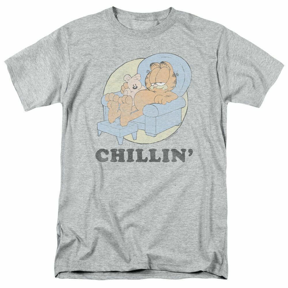 26 Garfield Chillin T Shirt Mens Licensed Cat Jim Davis Comics Tee Sport Gray Unisex T-Shirt