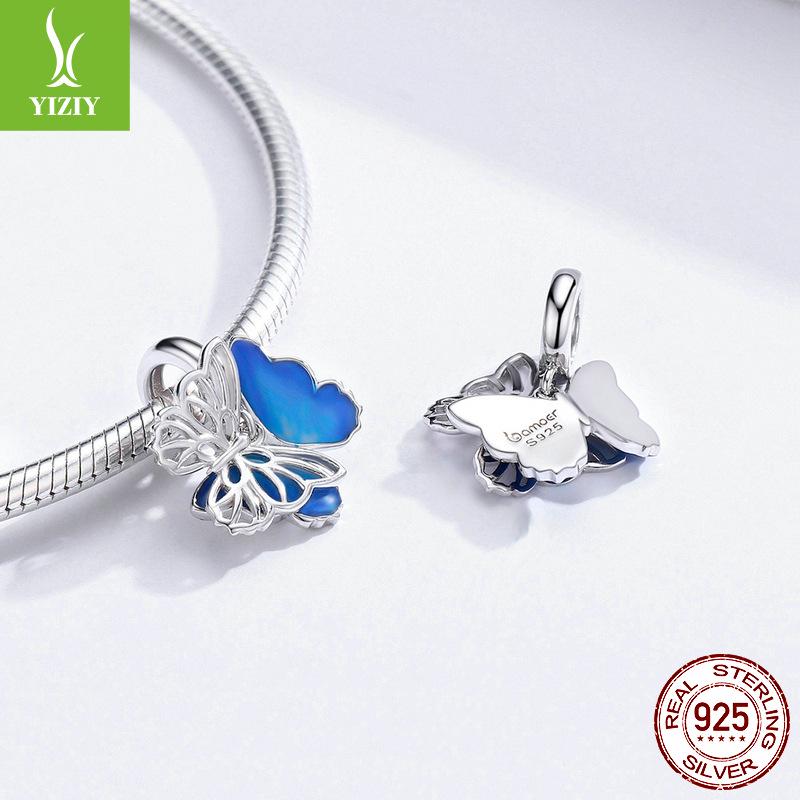 Ziyun S925 Silver Butterfly Pendant Beads for DIY Bracelet
