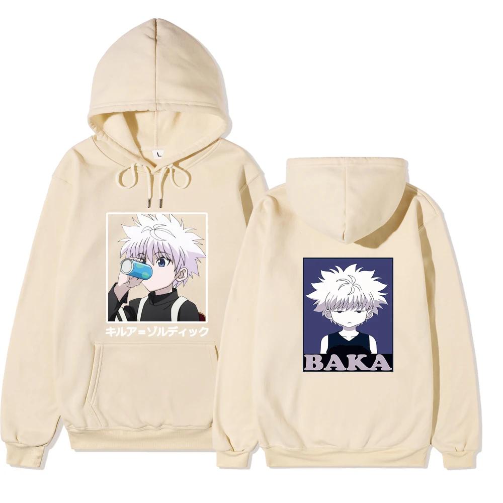 Japanese Anime Funny Killua Eyes Killua HxH Hoodies 2021 Winter Japan Style Hunter X Hunter Sweatshirts Streetwear for Women/men