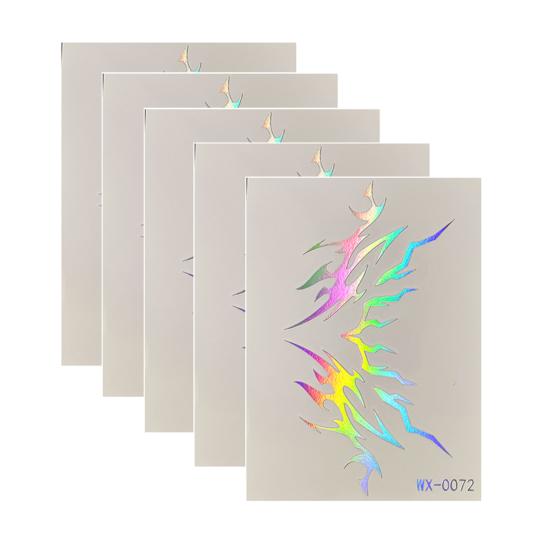 5 Sheets Holographic Lightning Tattoos Flash Temporary Stickers Full Color Body