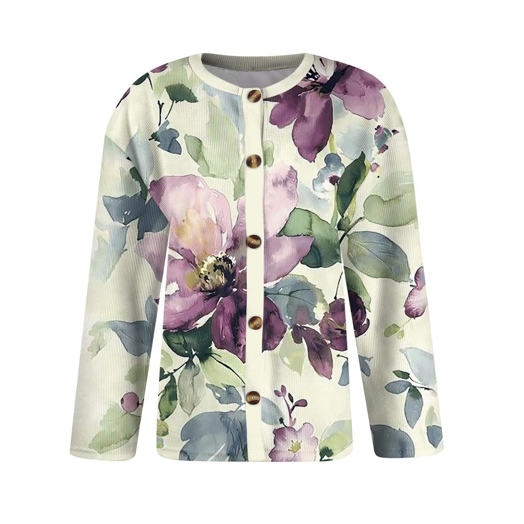 Women's Fashion Long Sleeve Christmas Snowman Snowflake Print Jacket Cardigan
