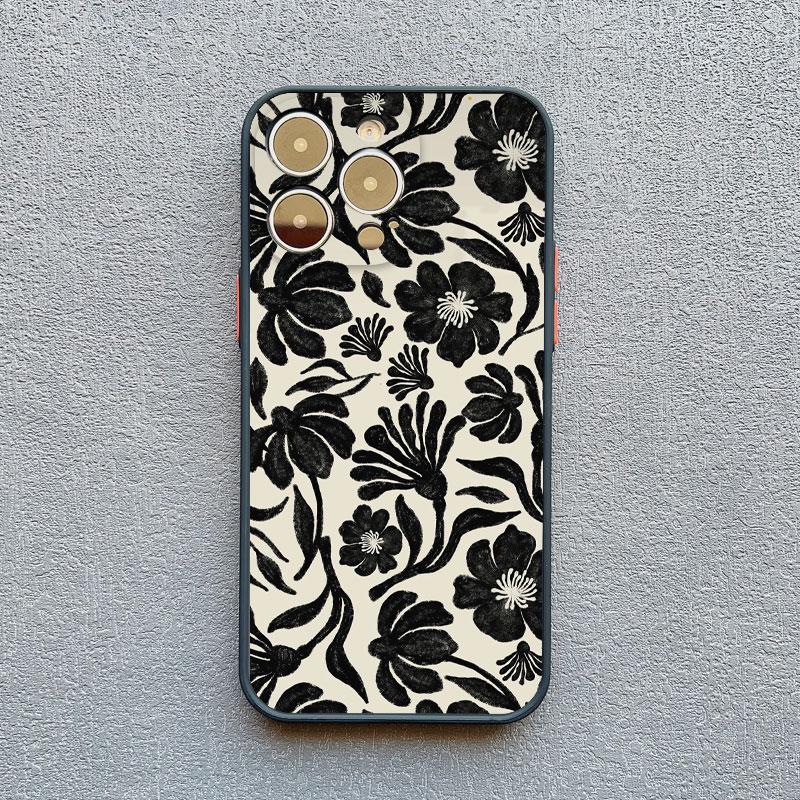 Fashion Luxury Flower Floral Funda Case for Iphone 13 12 11 Pro Max Mini 15 14 Pro Max Plus XR X XS 8 7 Plus SE Shockproof Shell