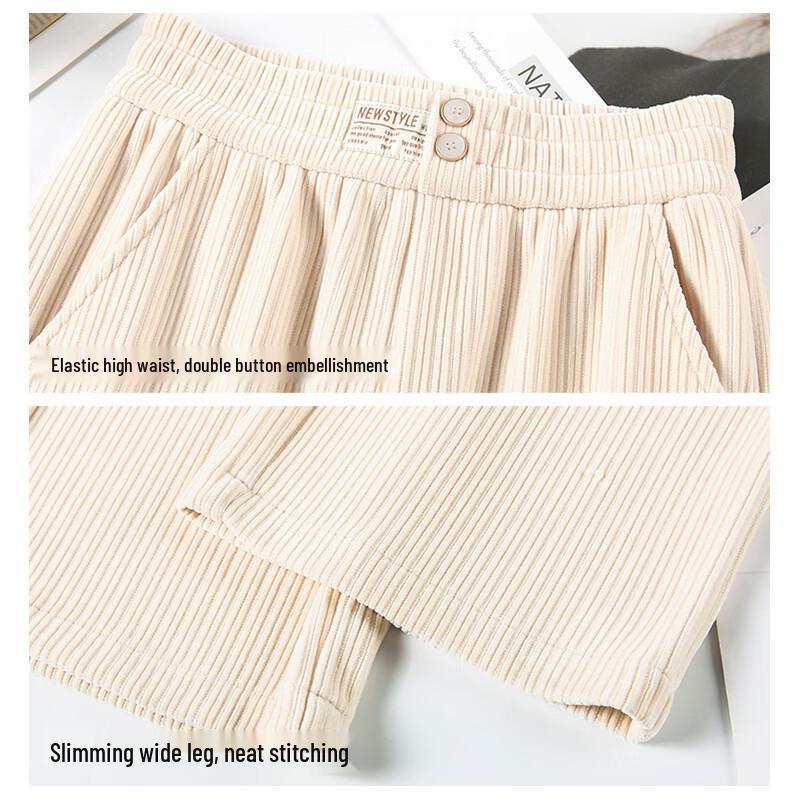 Women's Fleece-lined High-Waist Chenille Wide Leg Pants