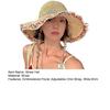 Women Handmade Straw Hat Embroidered Floral Chin Strap Sun Protection Hat Wide Brim Summer Beach Travel Hat