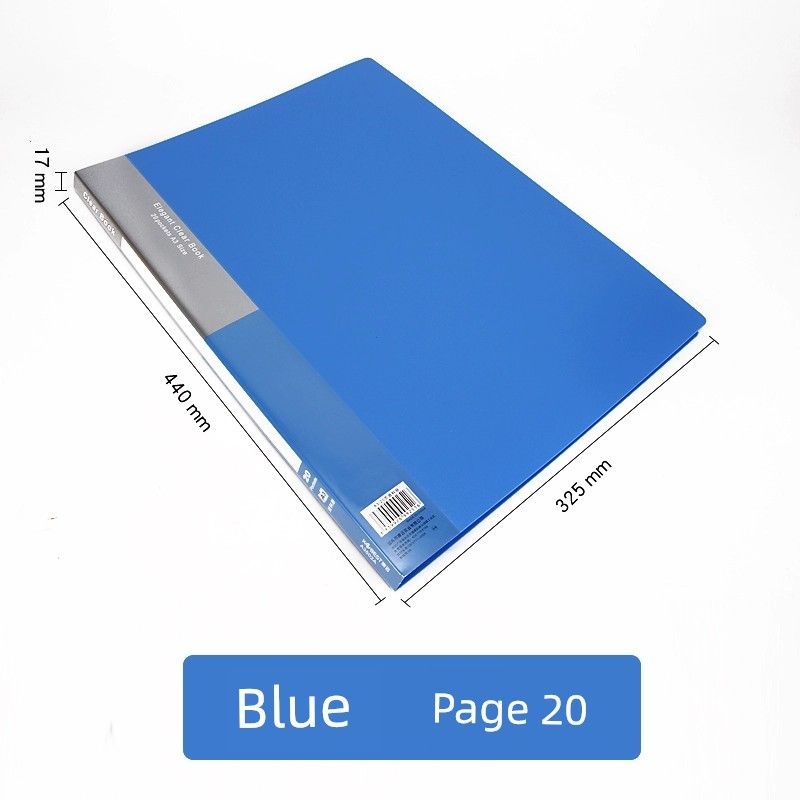 Kobest A3 Info Booklet Children s Picture Books Folder 8K Award Collection Book Transparent Insert Bag Multi-Layer Storage Book 20 Pages - Blue