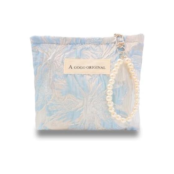 [MOAI STUDIO] Cosmetic Pouch, Makeup Pouch, Large Capacity, Cosmetic Pouch, Portable, Sanitary Pouch, Small, Cosmetic Storage, Cute, Embroidered,