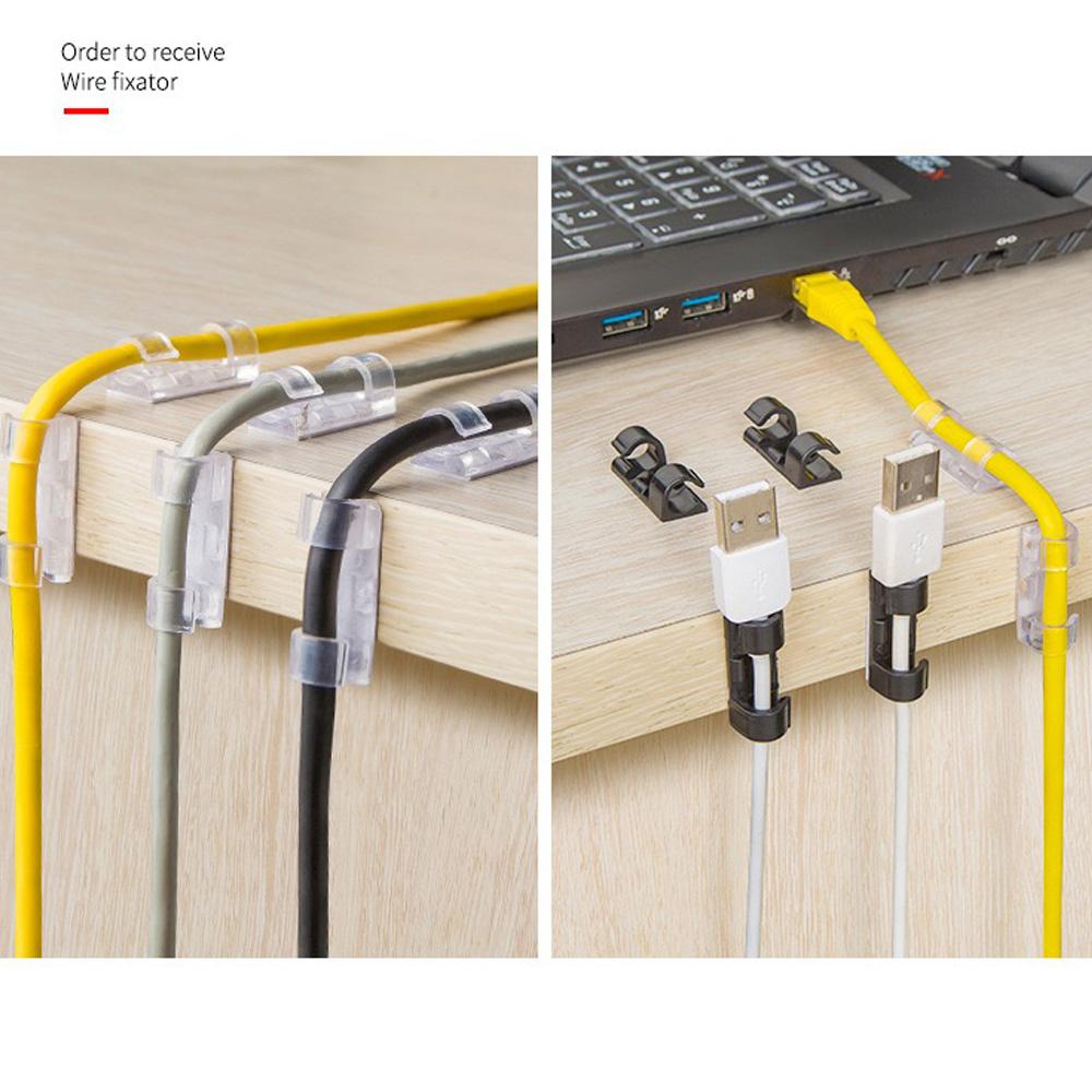 Cable Organizer Clips Cable Management Desktop & Workstation ABS Wire Manager Cord Holder USB Charging Data Line Bobbin Winder