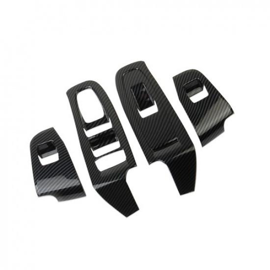 Carbon Fiber Style Door Window Lift Switch Panel Cover Trim For Subaru Crosstrek