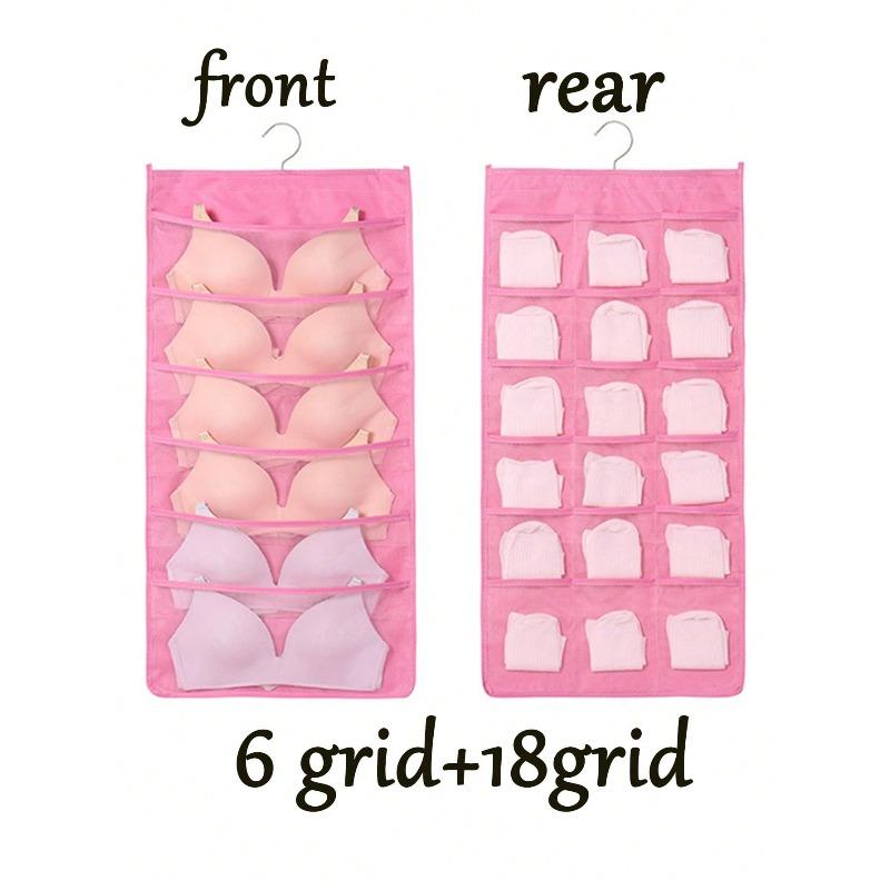Double-Sided Bra & Underwear Storage Bag, Hanging Organizer With Front & Back Compartments For Bras
