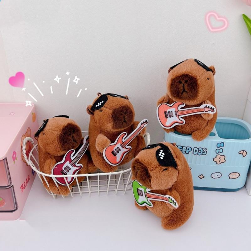 New Kapibala Capybara Keychain Car Couple Backpack Pendant Cute Pink Hamburger Capibala Capybara Plush Keychain Doll