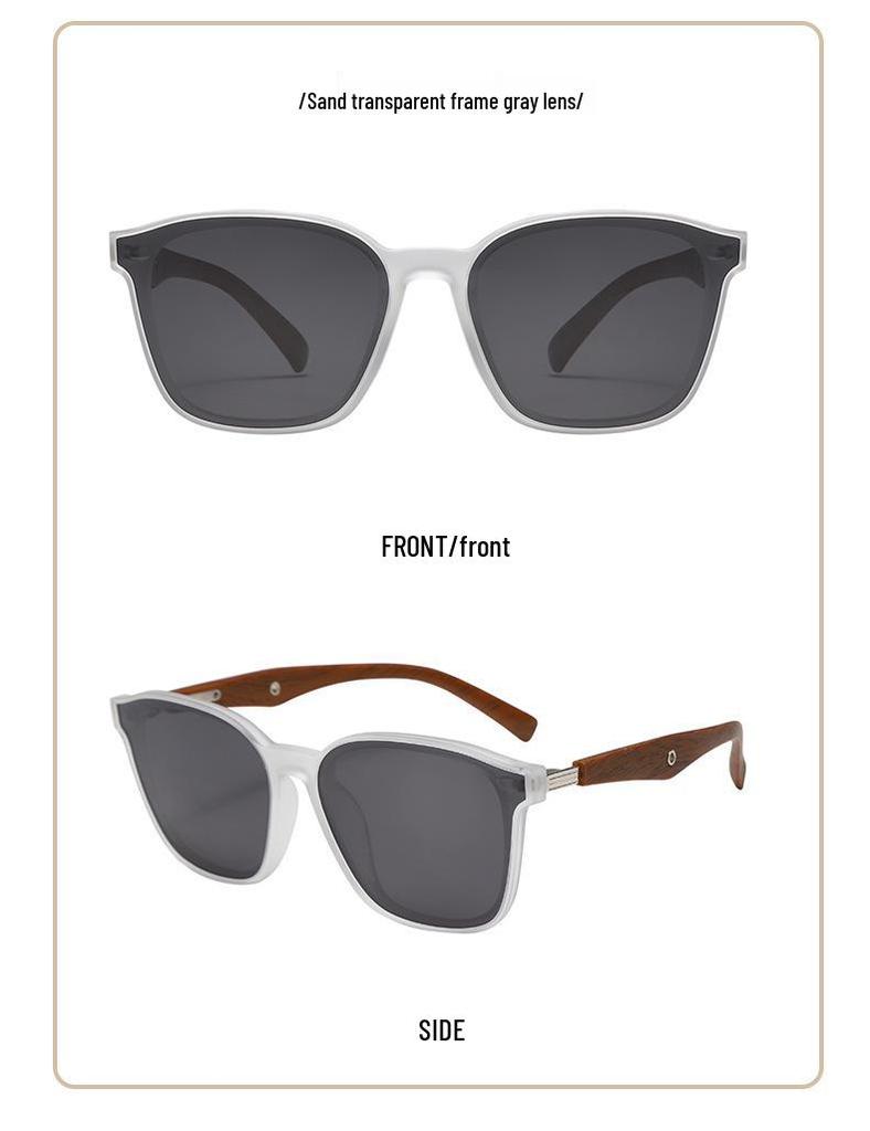 Retro Wood Grain Polarized Sunglasses with UV Protection