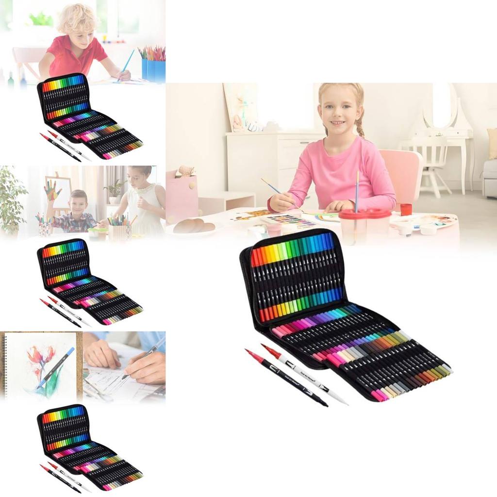Premium 120 Color Dual Head Watercolor Brush Pens Washable Safe For Children Art Projects