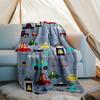 Cute Cars Theme Printed Blanket - Perfect for Couch, Bed, Travel & Outdoor Use | Machine Washable, Cozy & Durable.