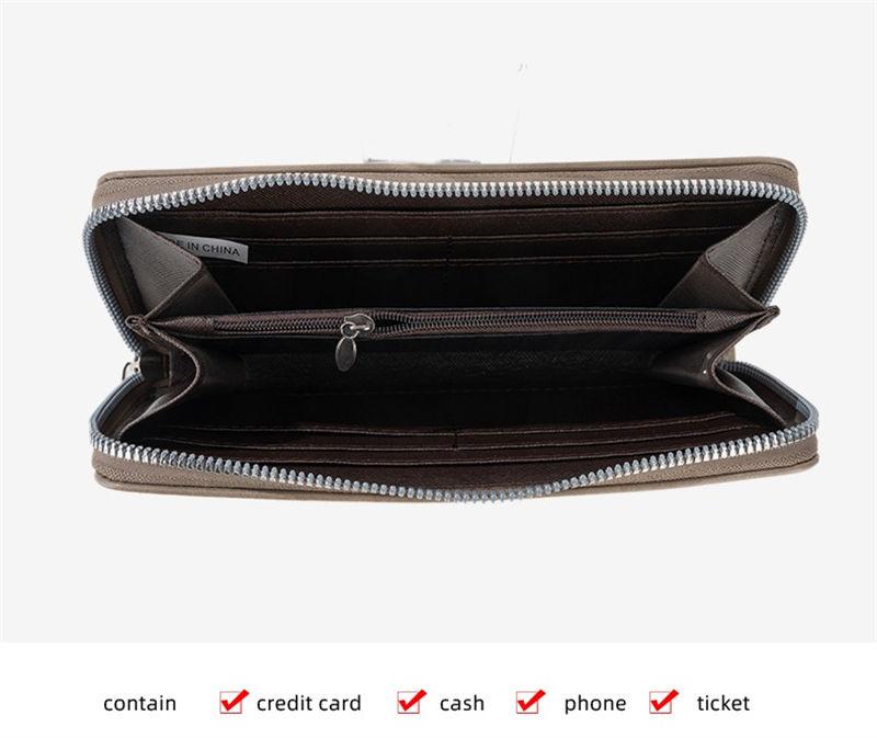 Artificial Leather Long Wallets for Women Men Fashion Zipper Purse Vintage Design Business Card Holder