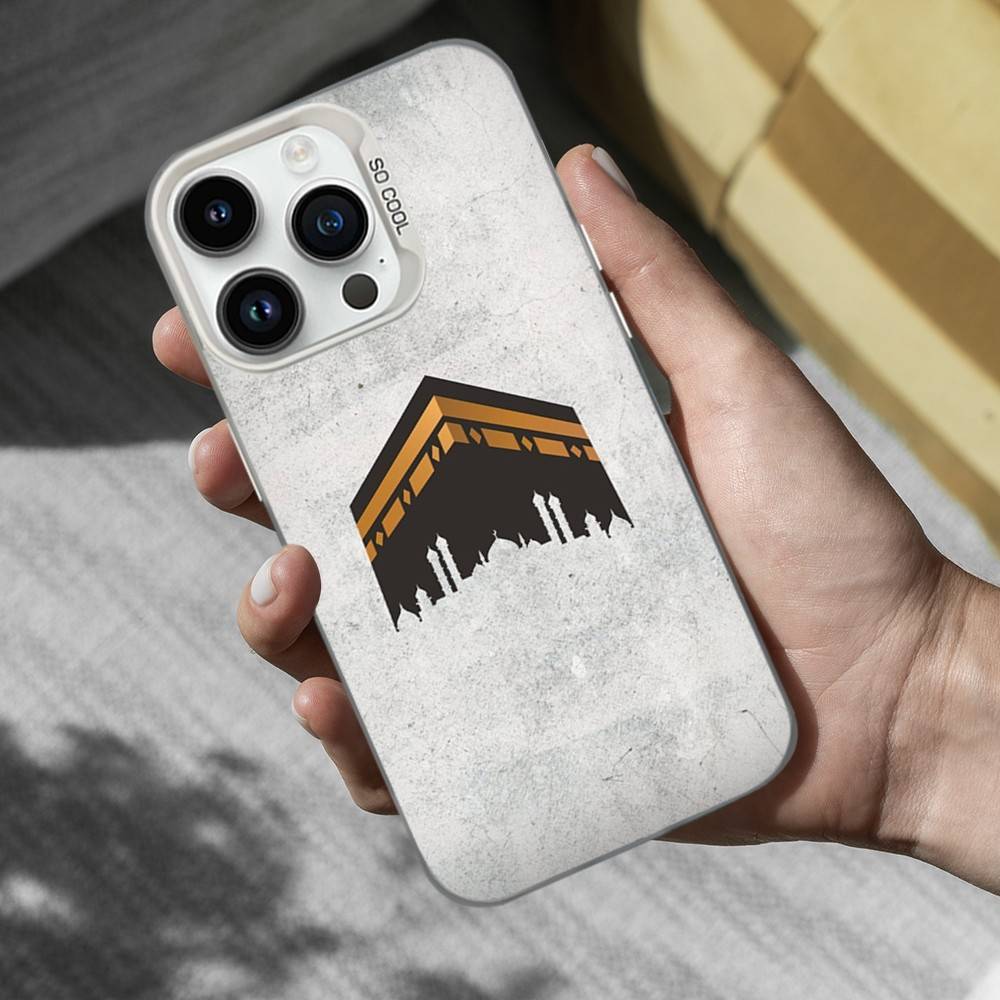Moslem Art Kaaba Phone Case For iPhone 16,15,14,13,12,11,Mini,XS,Pro,SE,MAX White Matte Shockproof Cover