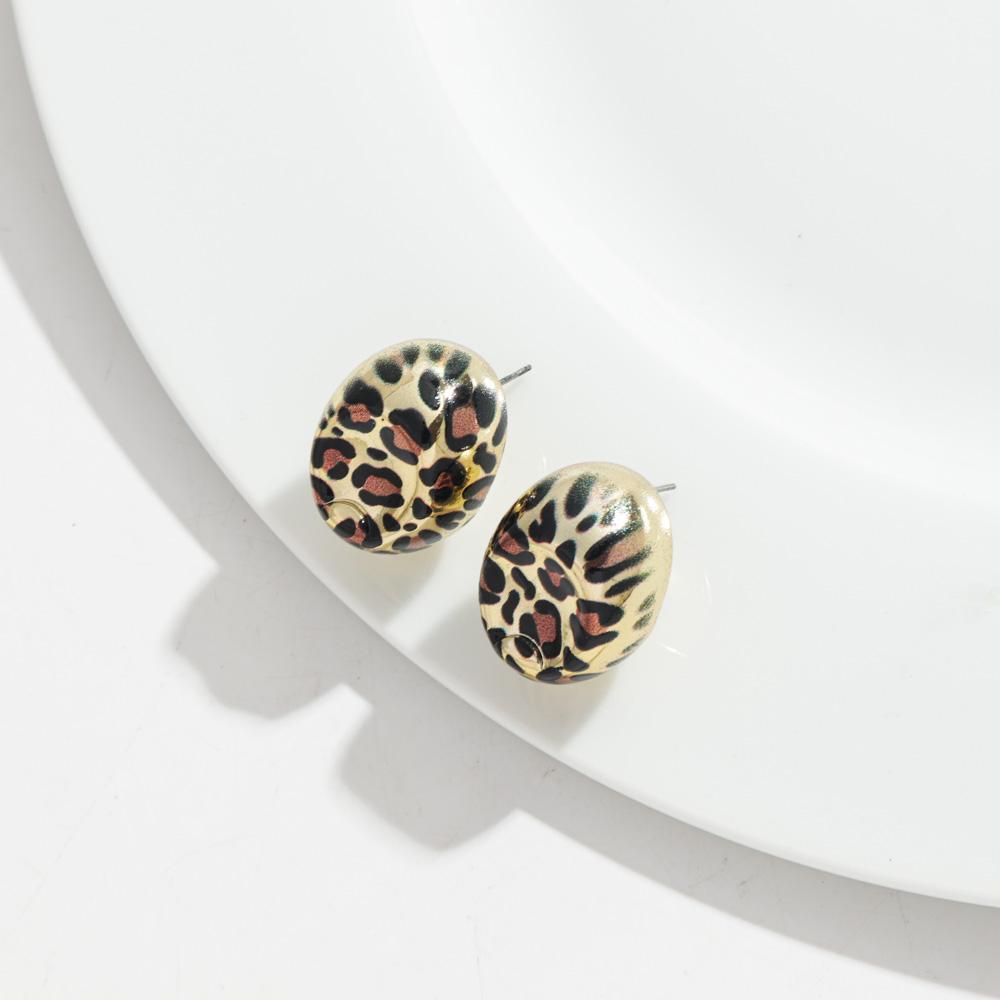 New Leopard Gold Color Geometric Stud Earrings for Women Exaggerated Irregular Round Statement Earring Vintage Jewelry Gifts