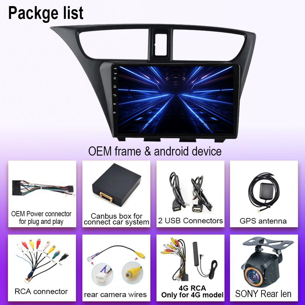 Android 14 For Honda CIVIC LHD Hatchback 2012 - 2017 Auto Carplay WIFI GPS Navigation Multimedia Video Player Stereo No 2din DVD