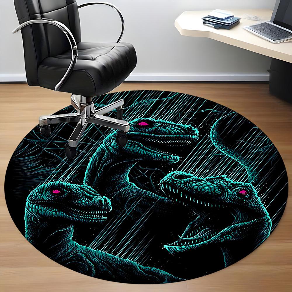 1pc Jurassic Dinosaurs Office Round Area Rug, Indoor Mat Suitable For Office,Bedroom Living Room Home Decor, Room Deco A0926105