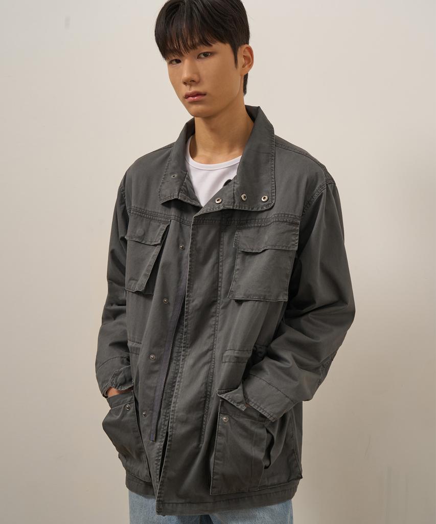 TOFFEE Washed Cotton Field Jacket (Charcoal)