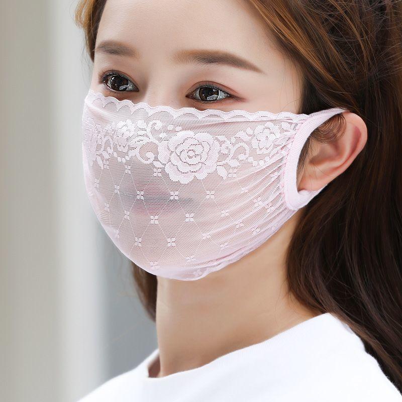 

Женская летняя маска для защиты от солнца - Ультратонкий кружевной дизайн, дышащая и пылезащитная, эластичный шарф для лица в стиле бохо для использования на открытом воздухе розовый
