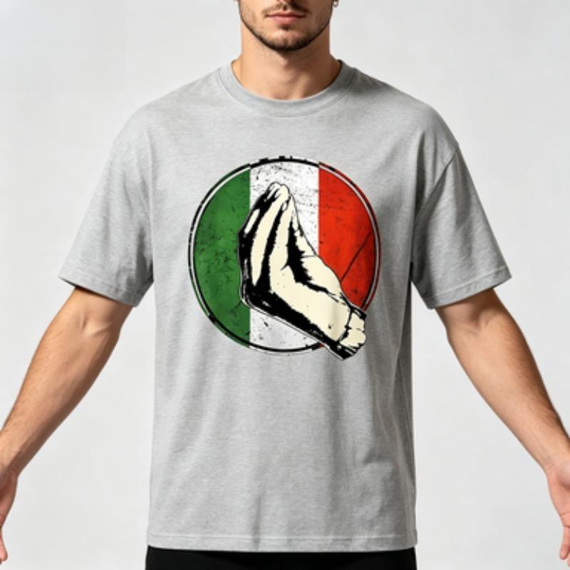 Unisex 100 Cotton O Neck T Shirt Italy Flag Circle Hand Gesture Vintage Graphicpride Casual Male Short Sleeve Tee Tops